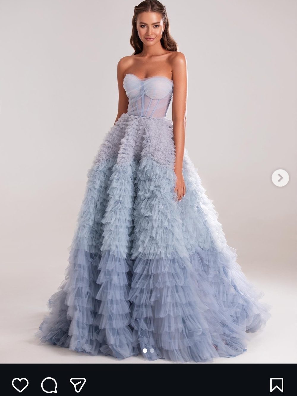 Milla Nova Light Blue All Ruffled Up Ball Gown Evening Dress Strapless Corset